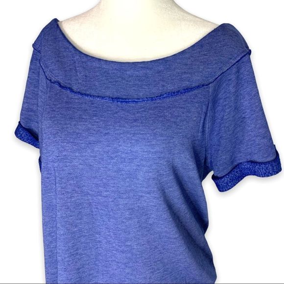 Maurice's Women's Medium Blue Short Sleeve Relaxed Burnout Raglan Tee Boat Neck - Picture 2 of 8